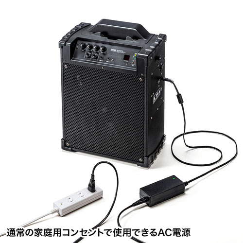 MM-SPAMP10 / ワイヤレスマイク スピーカー 拡声器(最大出力60W・AC電源/充電式、音楽再生)