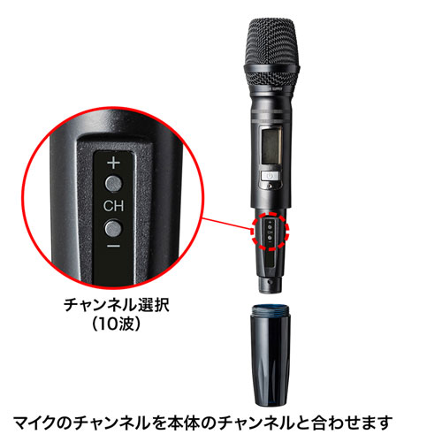 MM-SPAMP10 / ワイヤレスマイク スピーカー 拡声器(最大出力60W・AC電源/充電式、音楽再生)