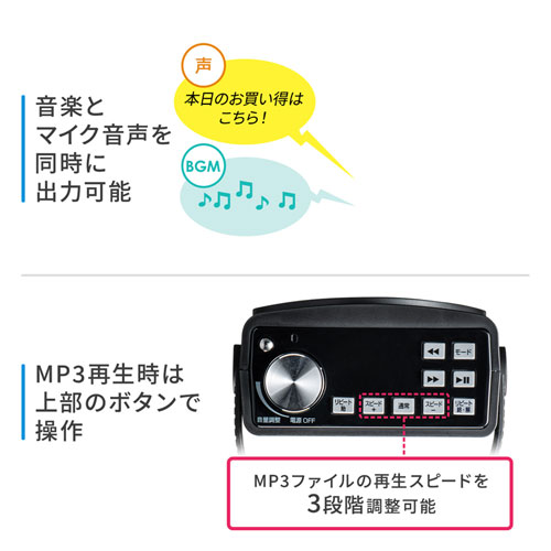 MM-SPAMP12 / ワイヤレスポータブル拡声器スピーカー