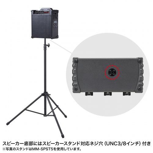 MM-SPAMP16 / ワイヤレスマイク付き拡声器スピーカー（バッテリー内蔵・ワイヤレスマイク3本対応）