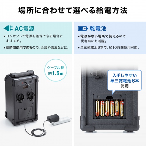 MM-SPAMP21 / ワイヤレスマイク付き拡声器スピーカー（最大40W）