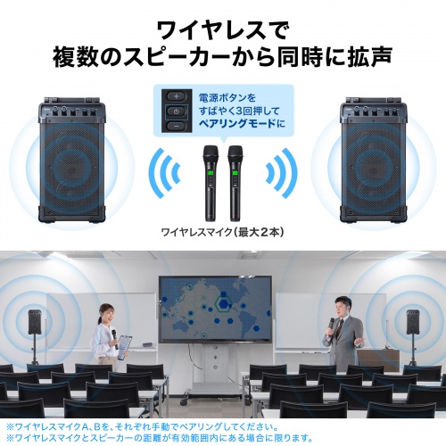MM-SPAMP21 / ワイヤレスマイク付き拡声器スピーカー（最大40W）