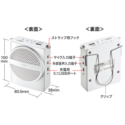 MM-SPAMP2W / ハンズフリー拡声器スピーカー（ホワイト）