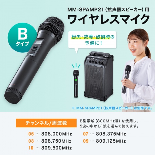 MM-SPHMW7B / ワイヤレスマイク（MM-SPAMP21用・Bタイプ）