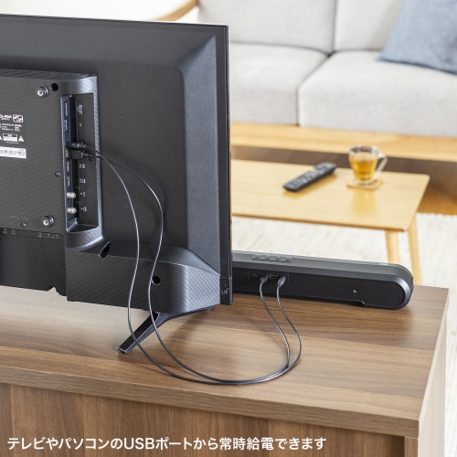 テレビやパソコンのUSBポートから常時給電可能