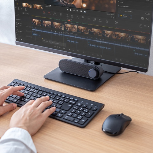 MM-SPU25BK / スリムUSBスピーカー（横置きタイプ）