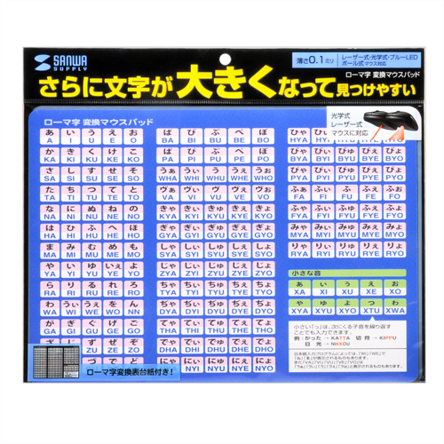 MPD-OP17RA4BL / ローマ字変換マウスパッド（A4サイズ・ブルー）