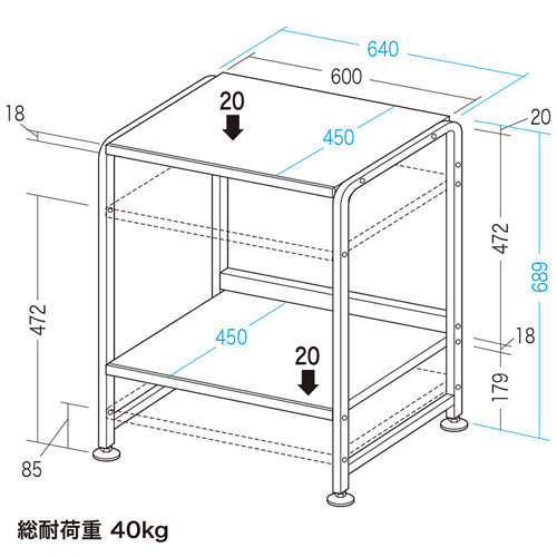 MR-25GYN / 机上ラック（W640×D450×H689mm）