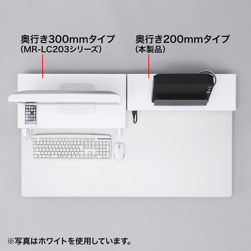 MR-LC202BKN / 電源タップ＋USBポート付き机上ラック（W600×D200 ブラック）