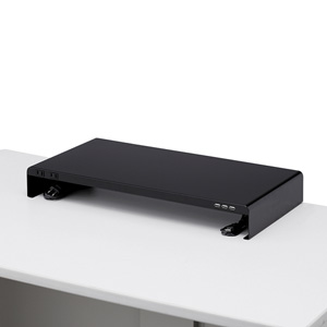 MR-LC203BK / 電源タップ+USBポート付き机上ラック(W600×D300mm・ブラック)