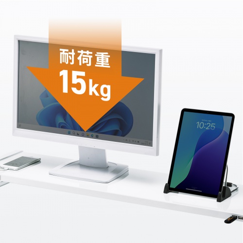 MR-LC206WN / 電源タップ＋USBハブ付き机上ラック（W1000mm・ホワイト）