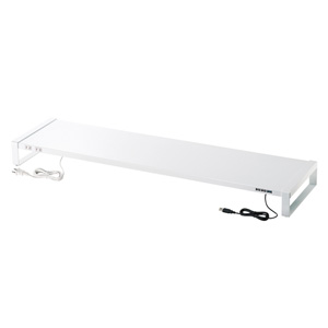 MR-LC206W / 電源タップ+USBハブ付き机上ラック(W1000mm・ホワイト)