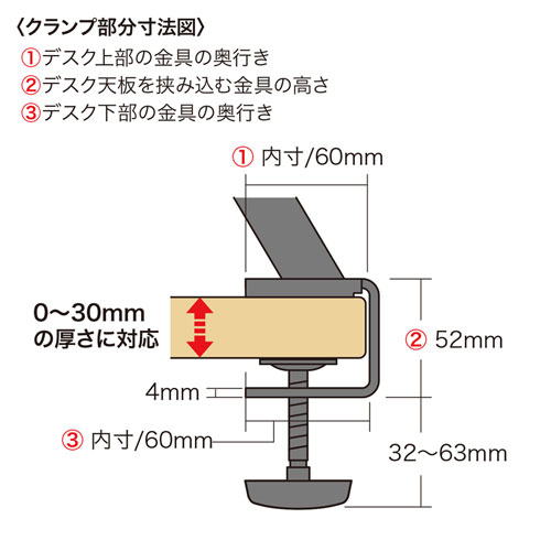 MR-LC305BK / クランプ式机上ラック（W650）