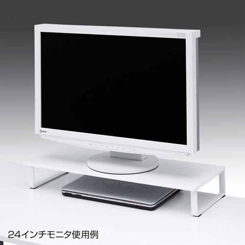 MR-LC701W / スチール製机上液晶モニタスタンド（幅600mm・ホワイト）