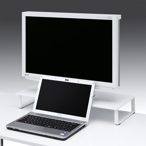 MR-LC701W / スチール製机上液晶モニタスタンド（幅600mm・ホワイト）