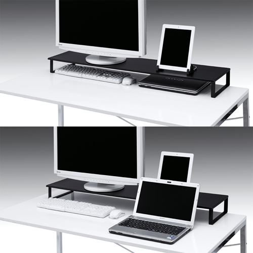 MR-LC702BK / スチール製机上液晶モニタスタンド（幅1000mm・ブラック）