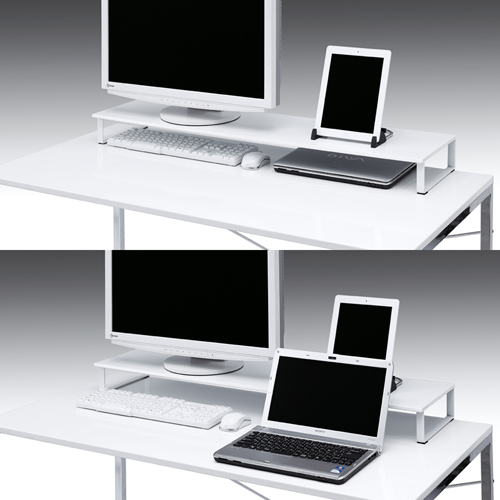 MR-LC702W / スチール製机上液晶モニタスタンド（幅1000mm・ホワイト）