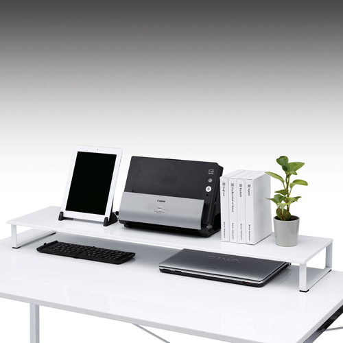 MR-LC702W / スチール製机上液晶モニタスタンド（幅1000mm・ホワイト）