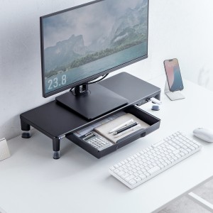 目線に合わせて高さを2段階で調整できる、USBハブ・引出し付きモニター台を発売