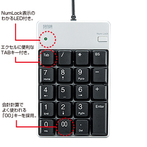 NT-17UH2PK / USB2.0ハブ付テンキー（シルバー）