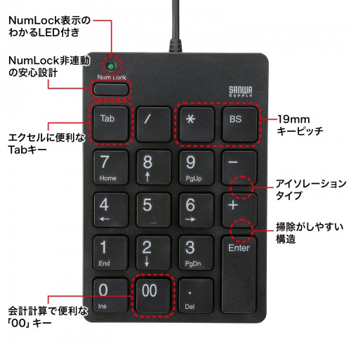 NT-18CUBK / USBテンキー（Type-Cコネクタ）