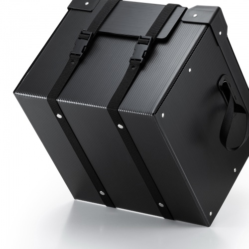 PD-BOX6BK / プラダン製蓋付きタブレット・ノートパソコン収納ケース(10台用・固定ベルト付き)
