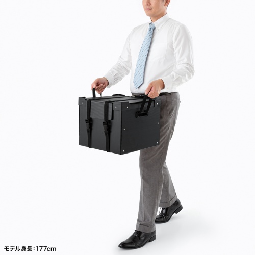 PD-BOX6BK / プラダン製蓋付きタブレット・ノートパソコン収納ケース(10台用・固定ベルト付き)