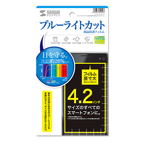 PDA-F42KBCFP / 4.2インチ用ブルーライトカット液晶保護指紋防止光沢フィルム