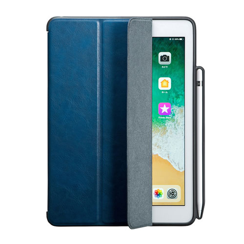 PDA-IPAD1014BL / iPad9.7インチケース　Apple Pencil収納ポケット付き