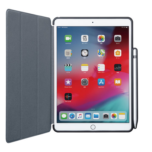 PDA-IPAD1514BK / iPad Air 2019ケース　Apple Pencil収納ポケット付き ブラック