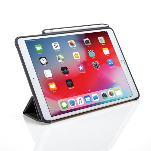 PDA-IPAD1514BK / iPad Air 2019ケース　Apple Pencil収納ポケット付き ブラック