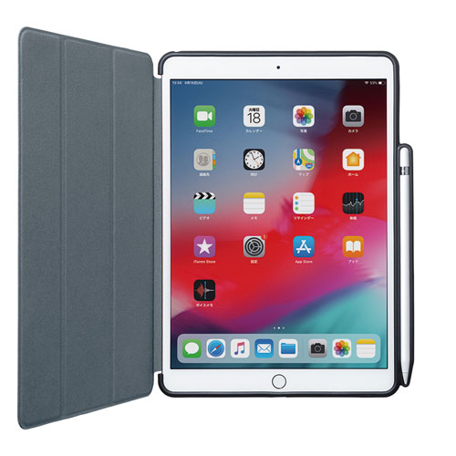 PDA-IPAD1514R / iPad Air 2019ケース　Apple Pencil収納ポケット付き レッド