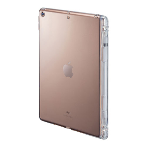 PDA-IPAD1618CL / iPad 10.2インチ　Apple Pencil収納ポケット付きクリアカバー