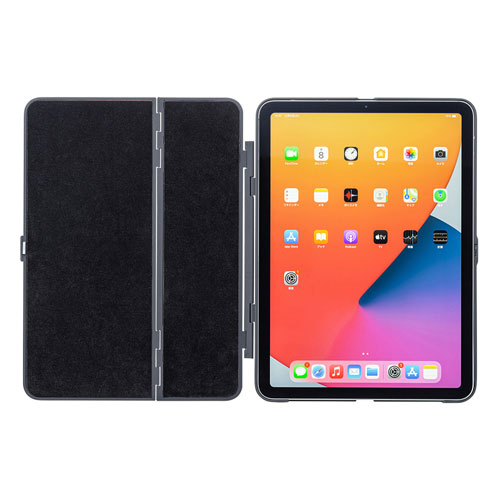 PDA-IPAD1704BK / iPad Air 2022/2020/iPad Pro 11インチ ハードケース（スタンドタイプ・ブラック）