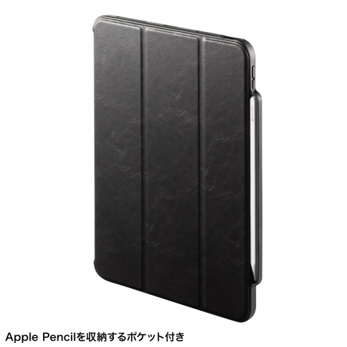 PDA-IPAD1714BK2 / iPad Air 11インチ（M2/2024）用タッチペン収納ポケット付きケース