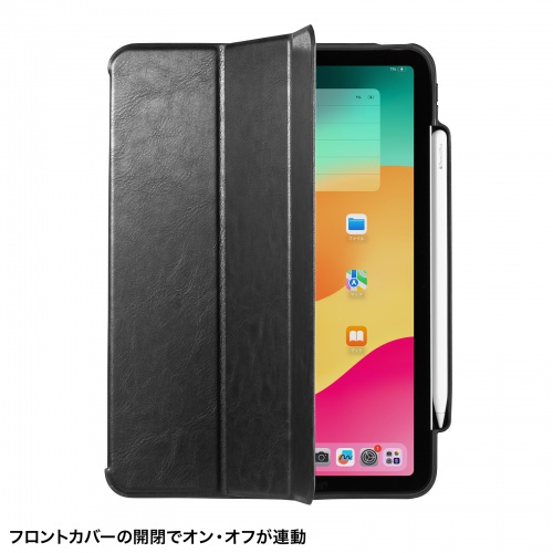 PDA-IPAD1714BK2 / iPad Air 11インチ（M2/2024）用タッチペン収納ポケット付きケース