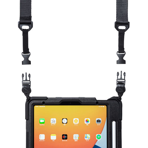 PDA-IPAD1717BK / iPad Air 2022/2020/iPad Pro 11インチ 耐衝撃ケース（ハンドル・スタンド・ショルダーベルト付き、フィルムなし）