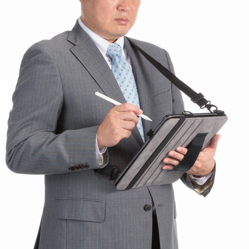 PDA-IPAD2012BK / iPad Pro 13インチ（M4/2024）用スタンド・ベルト付きケース