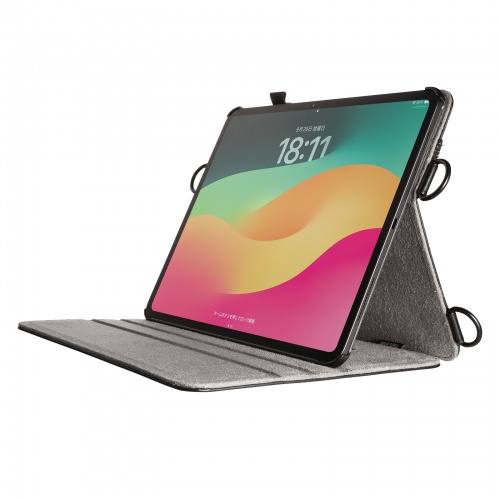 PDA-IPAD2012BK / iPad Pro 13インチ（M4/2024）用スタンド・ベルト付きケース