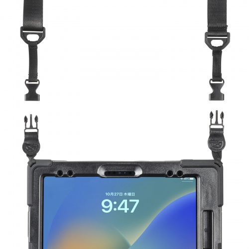 PDA-IPAD2017BK / iPad12.9インチ用耐衝撃ケース(ハンドル、スタンド、ショルダーベルト付き）