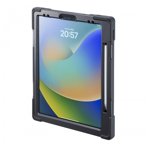 PDA-IPAD2017BK / iPad12.9インチ用耐衝撃ケース(ハンドル、スタンド、ショルダーベルト付き）