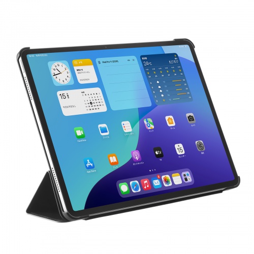 PDA-IPAD2107BK / iPad Air 13インチ（M3/2025、M2/2024）用合成皮革ソフトケース（ブラック）
