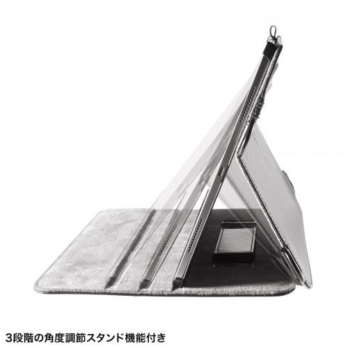PDA-IPAD2112BK / iPad Air 13インチ（M3/2025、M2/2024）用スタンド・ベルト付きケース