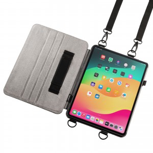 PDA-IPAD2112BK / iPad Air 13インチ（M3/2025、M2/2024）用スタンド・ベルト付きケース