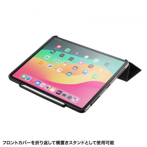 PDA-IPAD2114BK / iPad Air 13インチ（M2/2024）用タッチペン収納ポケット付きケース