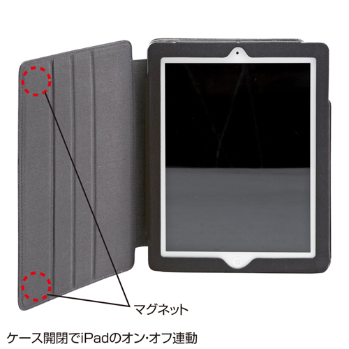 PDA-IPAD34BK / iPadソフトレザーケース（3段階スタンド・ブラック）