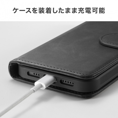PDA-IPH030BK / Apple iPhone 17e/16e用脱着式手帳型ケース