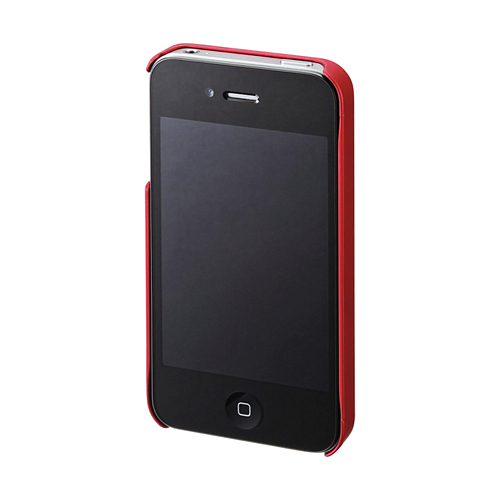 PDA-IPH44R / iPhone4S用ラバーコーティングハードケース（レッド）