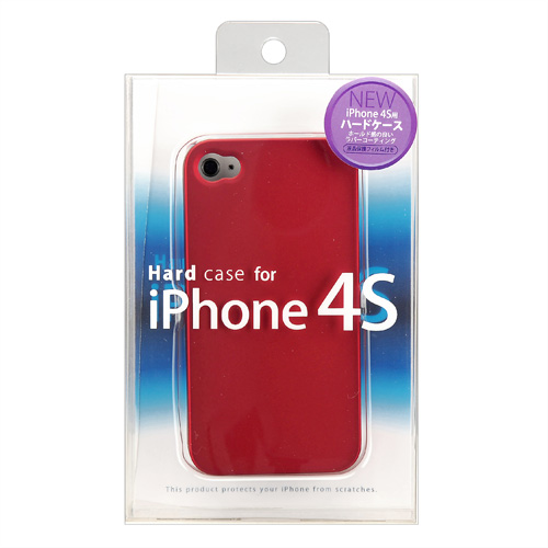 PDA-IPH44R / iPhone4S用ラバーコーティングハードケース（レッド）