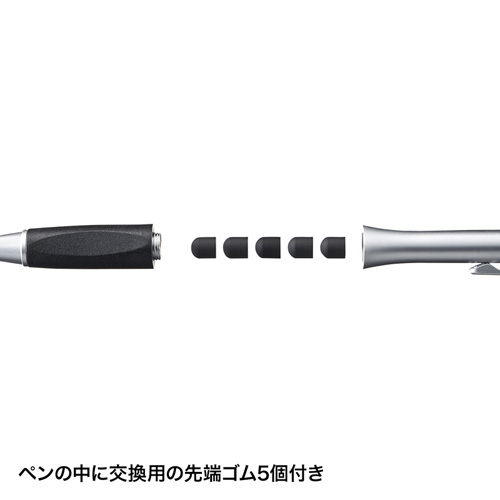 PDA-PEN37SV / 交換用先端ゴム5個入りタッチペン（シルバー）